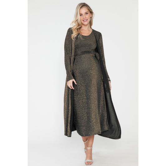 Kyla Gold Tank Top, Cardigan & Midi Skirt 3 Piece Set - Final Sale XL