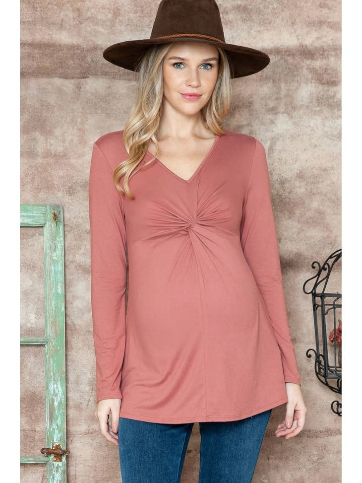 Maci Mauve Knotted Front Top XL