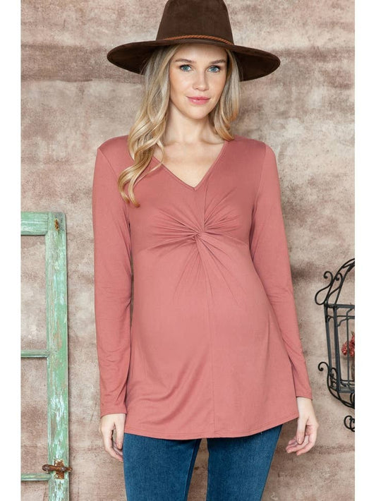 Maci Mauve Knotted Front Top
