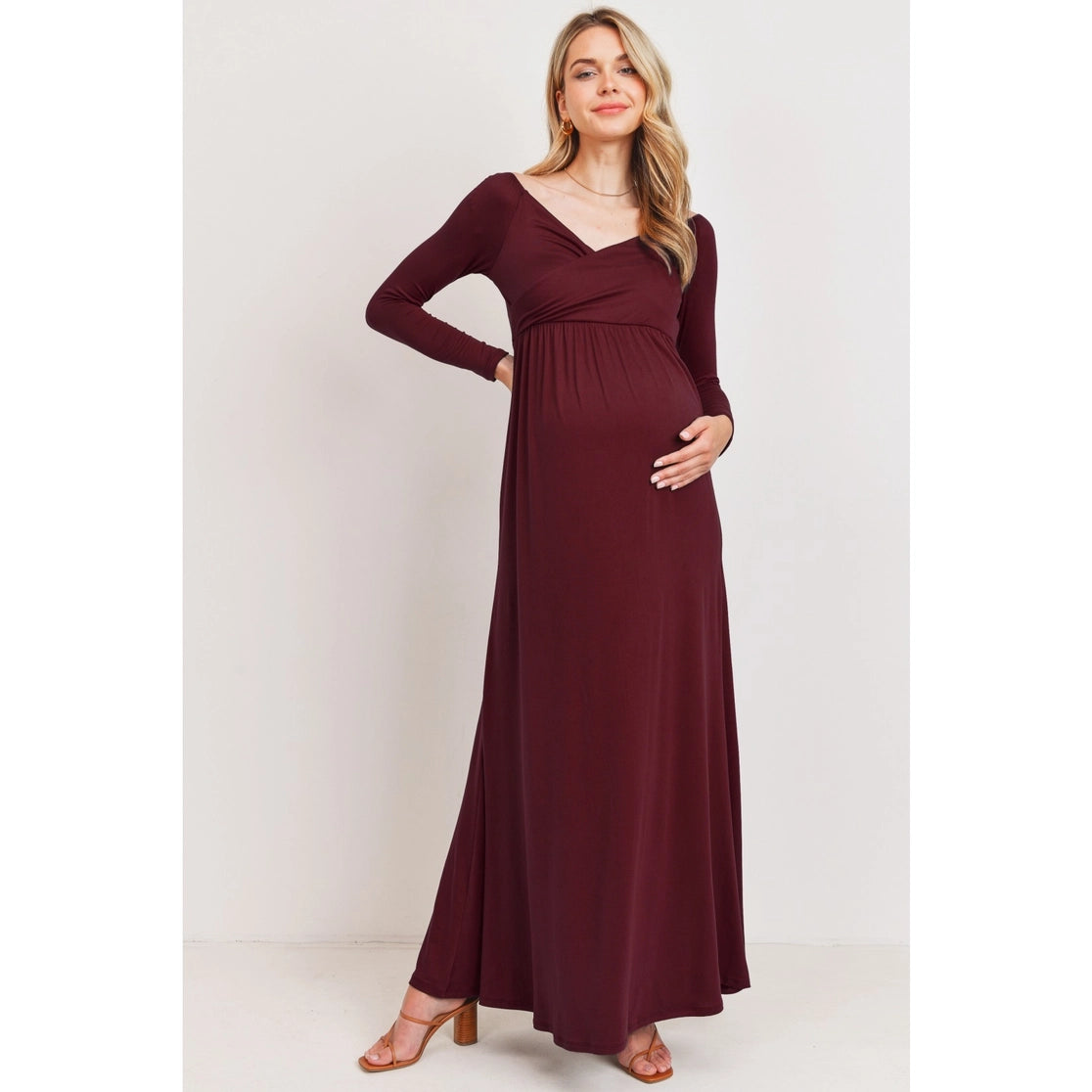 Anise Off Shoulder Maxi Dress in Burgundy
