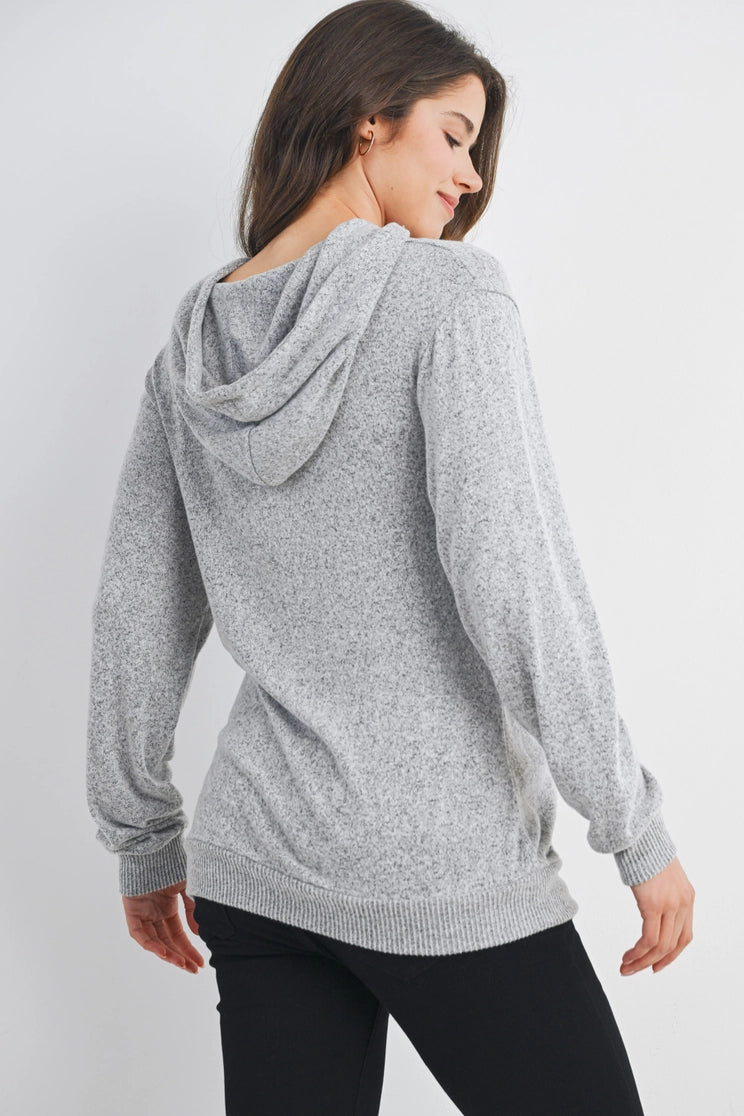 Carmen Knit Hoodie in Heather Grey