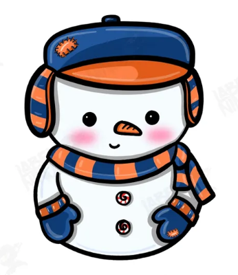 Snowman Blue and Orange Sticker