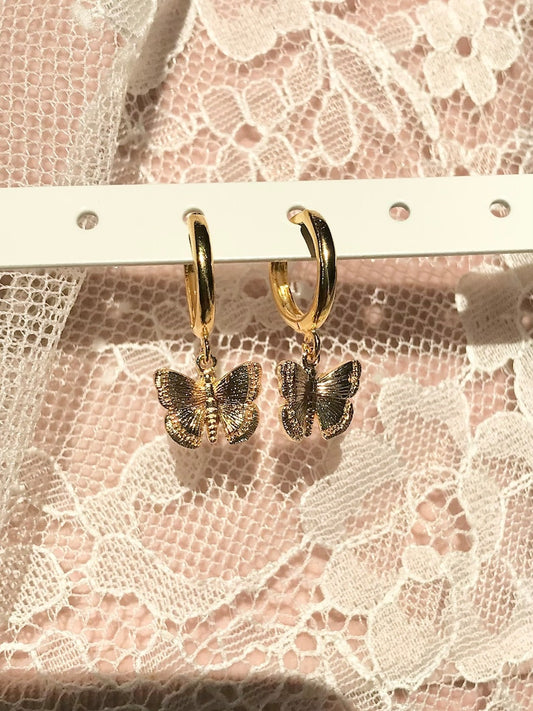 Gold Butterfly Huggie Earrings