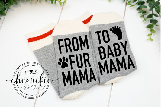 Fur Mama to Baby Mama Socks in Light Grey