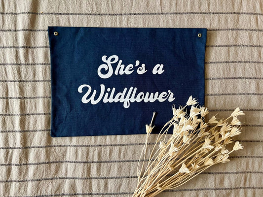 She's a Wildflower Flag in Blue