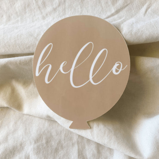 Hello Balloon Sticker in Brown/Neutral