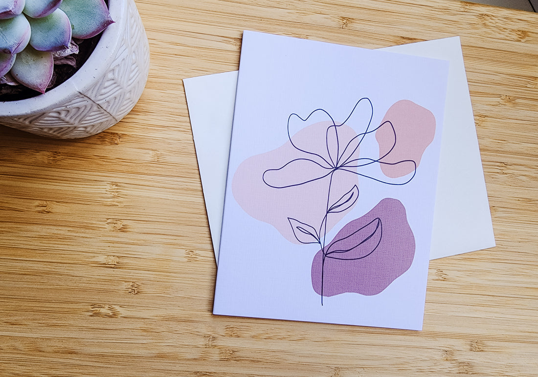 Single Line Art Flower Card