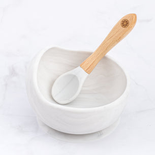 Silicone Bowl & Spoon in Marble