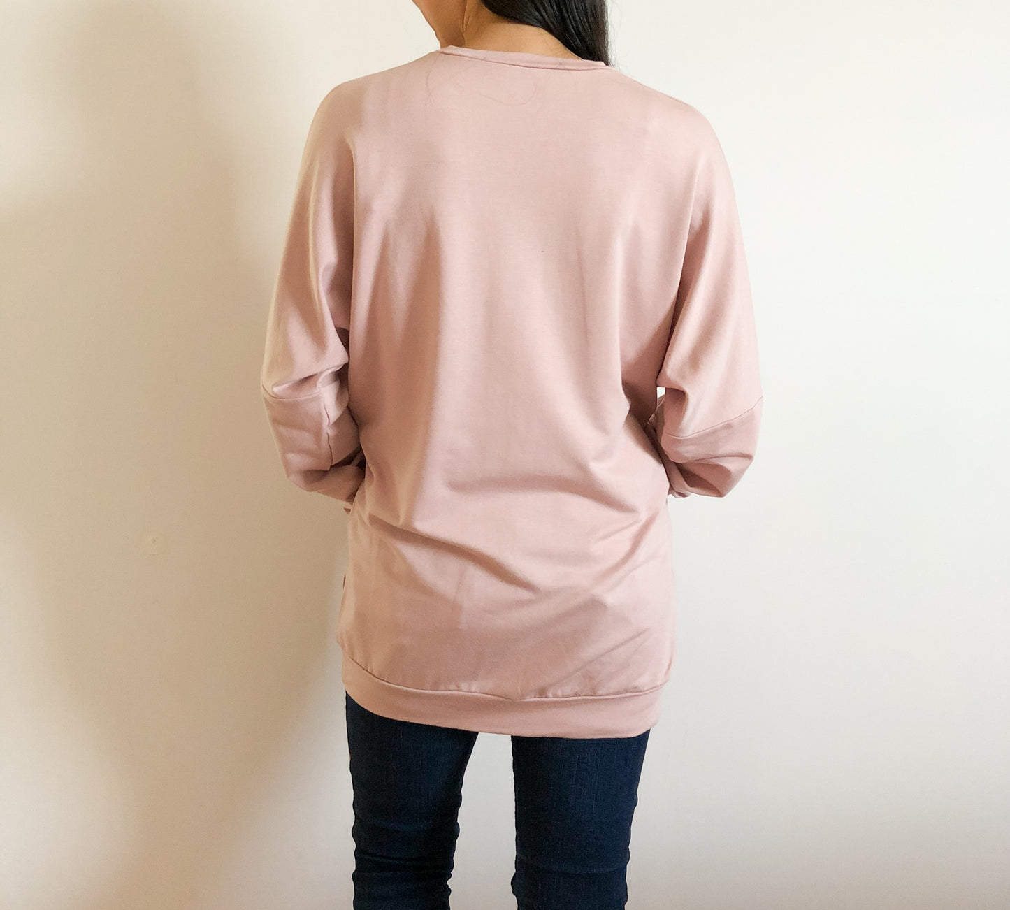 Bamboo Boyfriend Sweater in Blush Pink XL