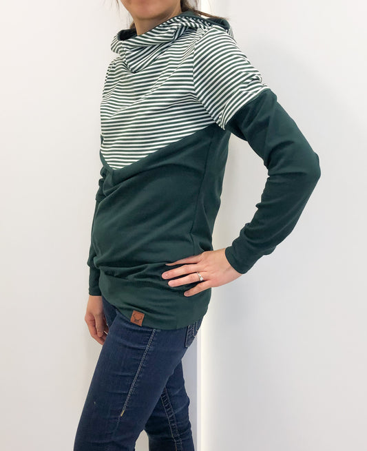 Organic Cotton 3-in-1 Green Striped Hoodie