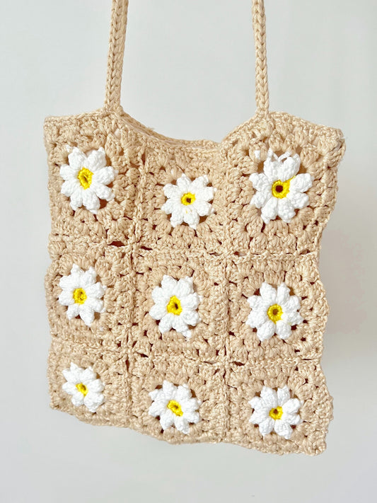 Crochet Flower Tote Bag