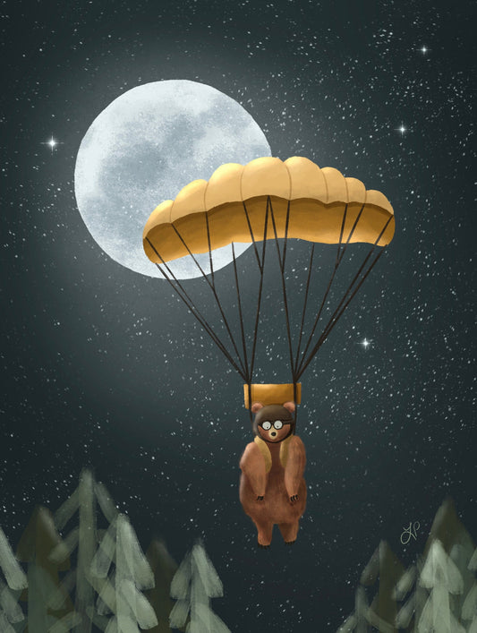 Moonlit Parachute Art Print