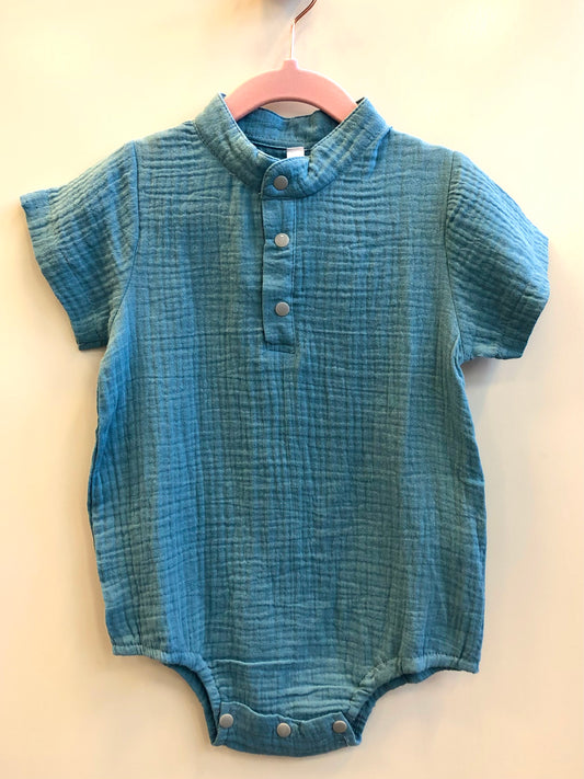 Blue Linen Onesie