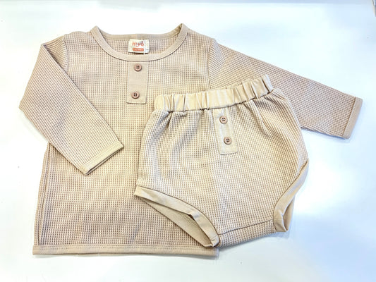 Waffle Long Sleeve Set in Oatmeal