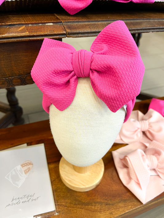 Big Bow Headband in Barbie Pink