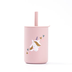 Silicone Straw Cup in Pink Mauve