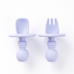 Silicone Mini Spoon and Fork in Lavender