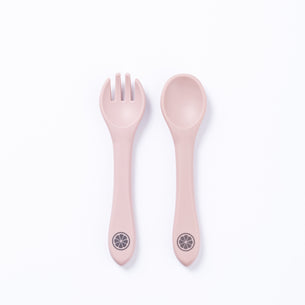 Silicone Spoon and Fork in Pink Mauve