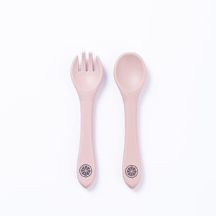 Pink Mauve Silicone Spoon and Fork