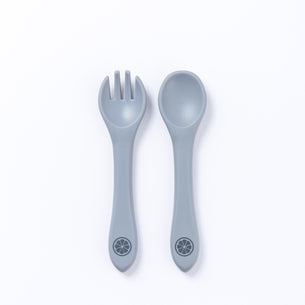 Stone Gray Silicone Spoon and Fork