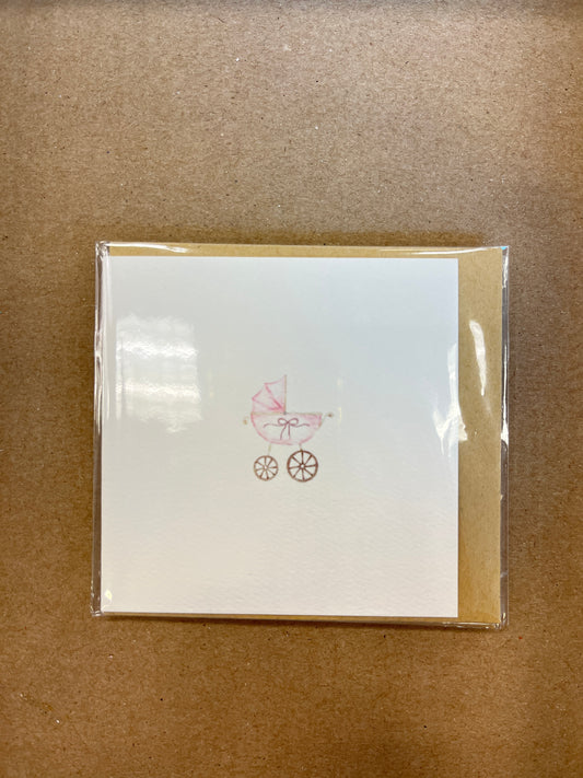 Pink Baby Carriage Mini Card