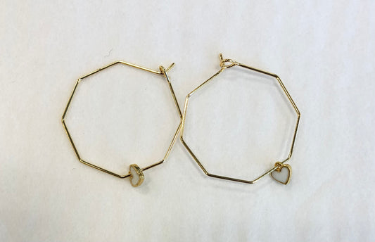 Hexagon Hoops with Mini Heart