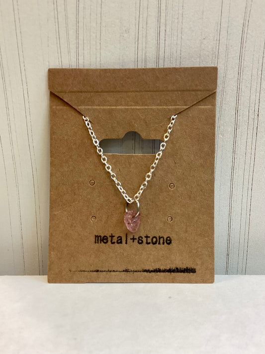 Strawberry Quartz Necklace in Silver