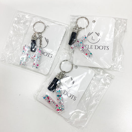 Initial Keychain in Festive