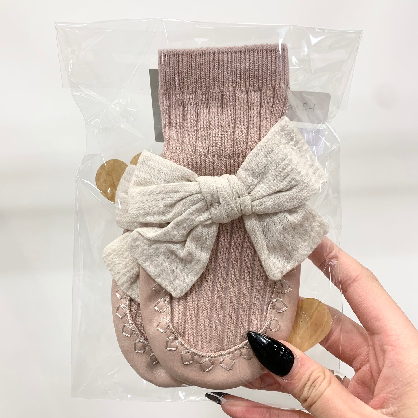 Bow Sock Booties in Pink