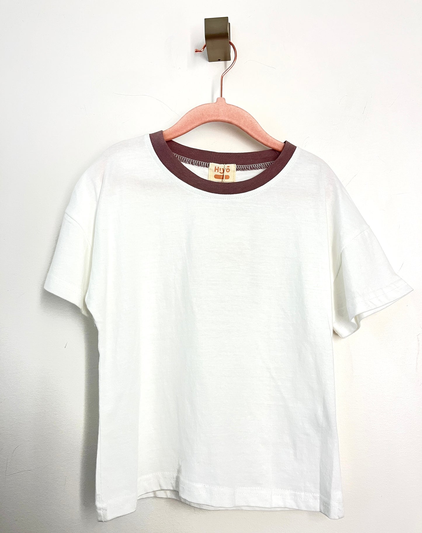 Two-Toned Tee in White with Lavender Trim