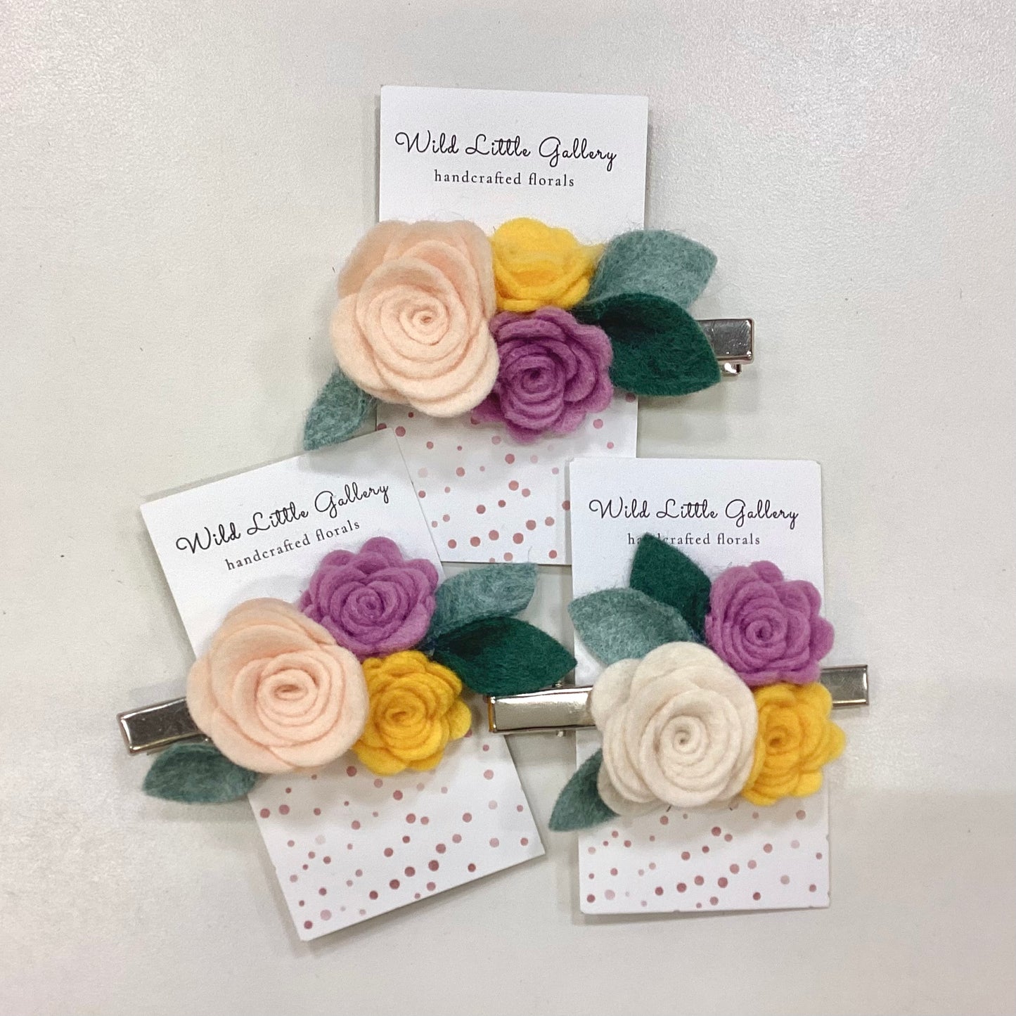 Floral Hair Clips Trio Cluster