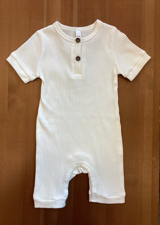 Ribbed Cotton One Piece in White