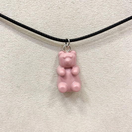 Solid Bear Necklace in Pink