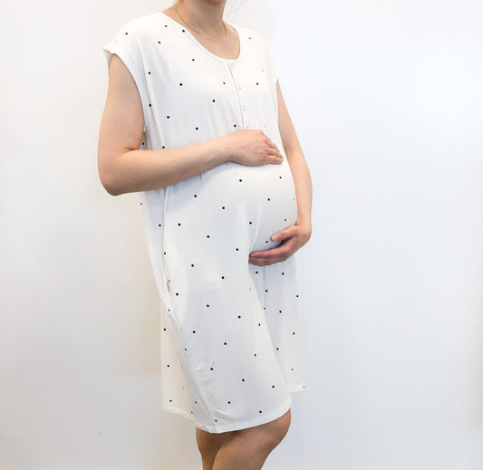 Clementine Nightie in Gardenia Dot - Final Sale