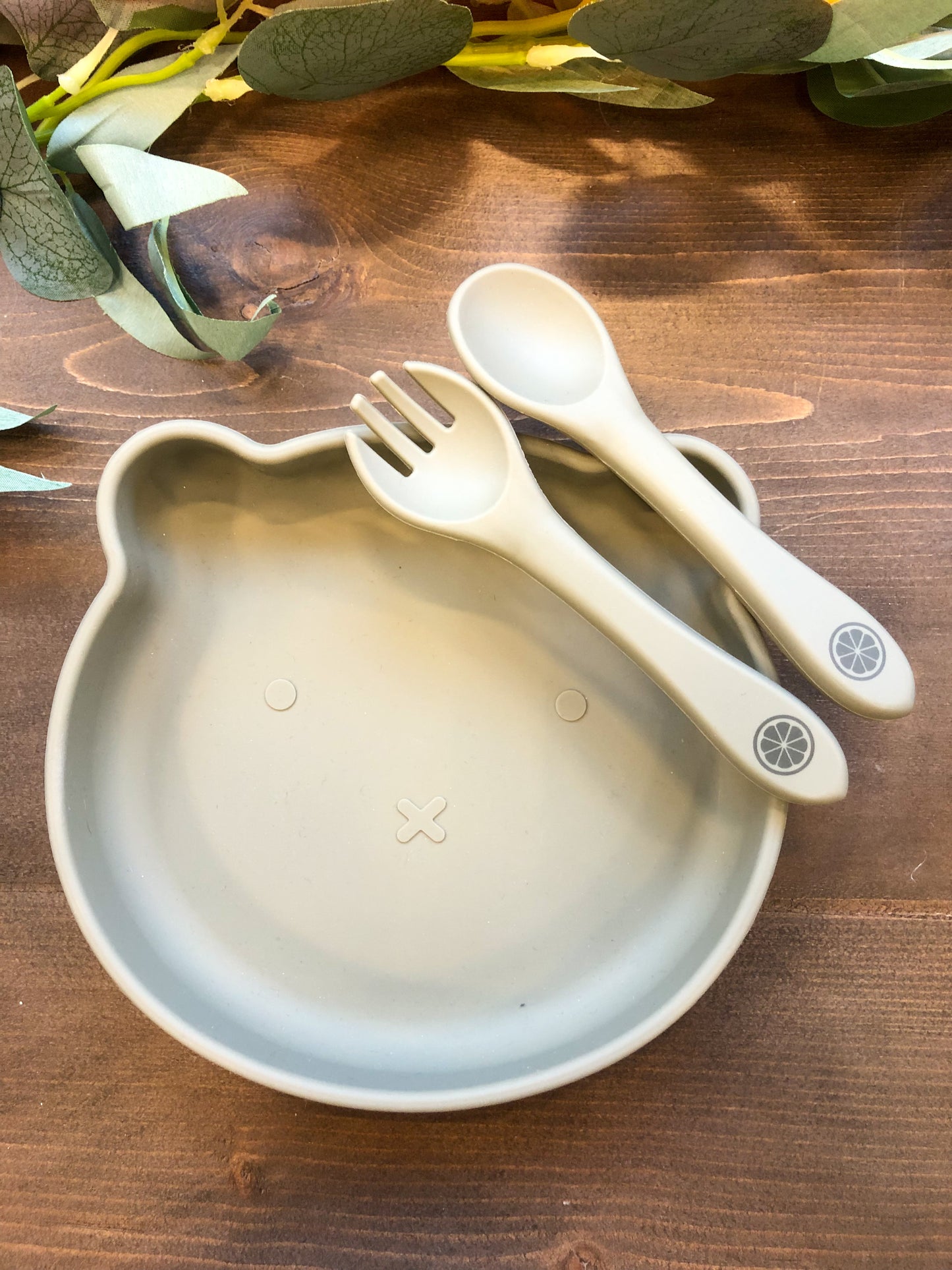 Silver Sage Green Silicone Spoon and Fork