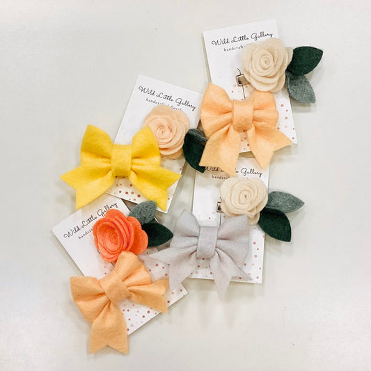 Mini Bow and Flower Clip