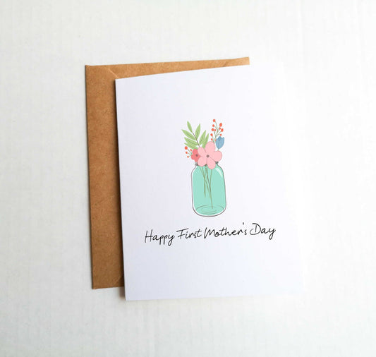 First Mother's Day Mason Jar Floral Card