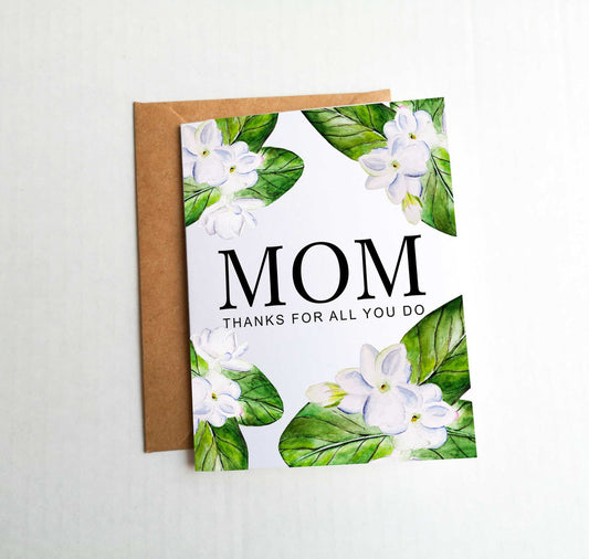 Mom Thanks for All You Do Floral Card